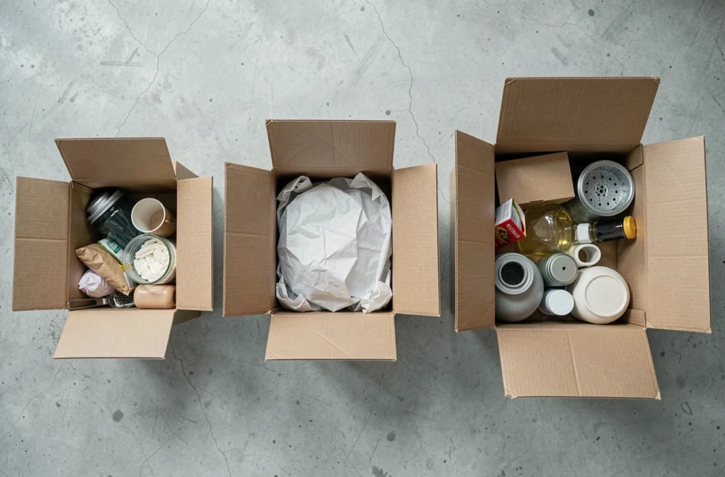 Vue comparative de cartons de différentes tailles et leur impact sur la protection des objets emballés